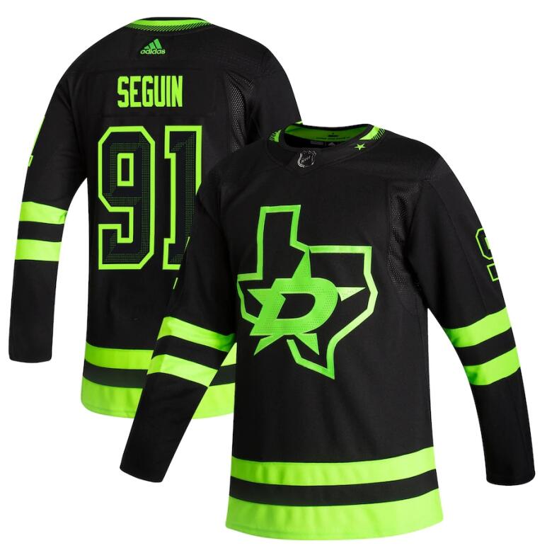 2021 Adidias Dallas Stars 91 Tyler Seguin Black Men Reverse Retro Alternate NHL Jersey